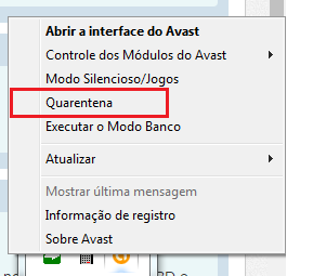 Opcoes do Avast