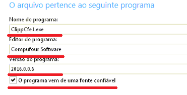 Informacoes do executavel