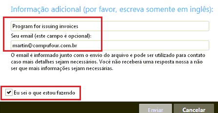 Informacao adicional e e-mail