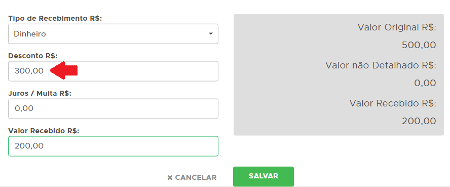 Apagar desconto automático
