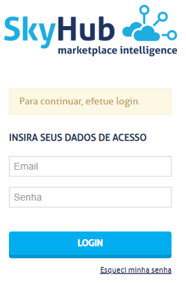 Login da plataforma SkyHub