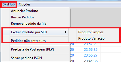 Exclusão de produto por SKU