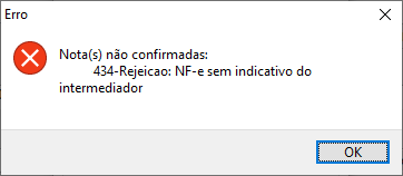 Mensagem da Rejeição 434