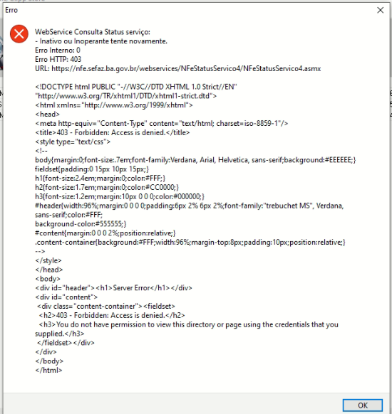 Erro HTTP 403