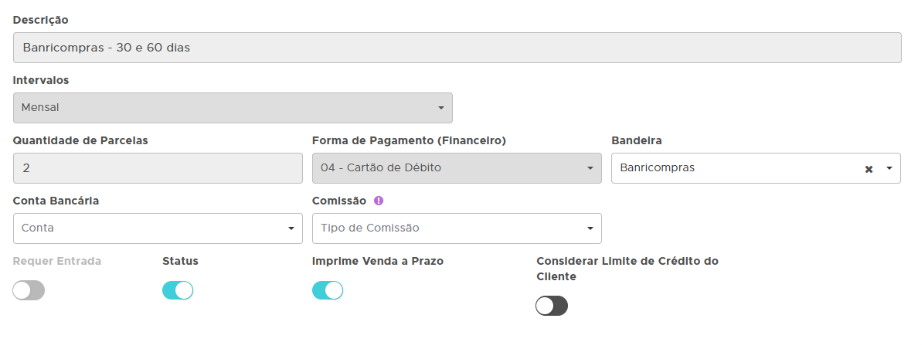 Banricompras parcelado em 2x
