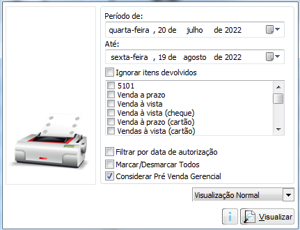 Considerar Pré Venda Gerencial
