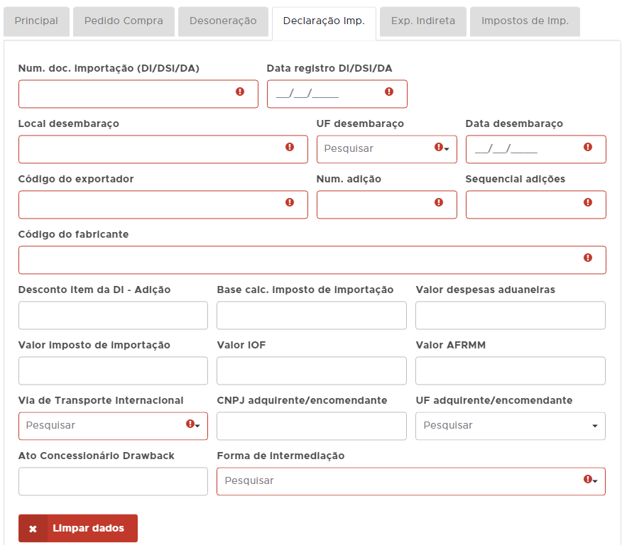 Declaração de Importação