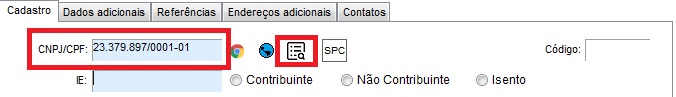 Campo CPF/CNPJ e botão de consulta