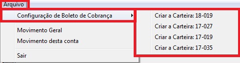 Configuração de boleto de cobrança