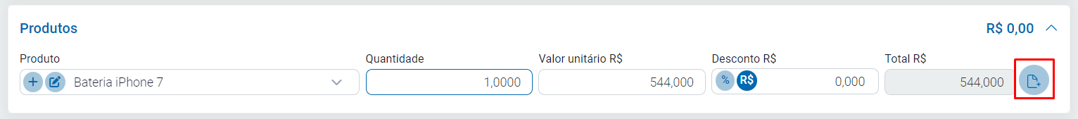 Produto lançado na nota