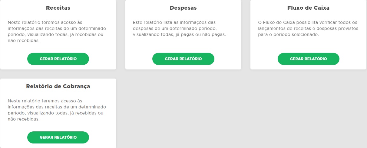 Tipos de relatórios financeiros