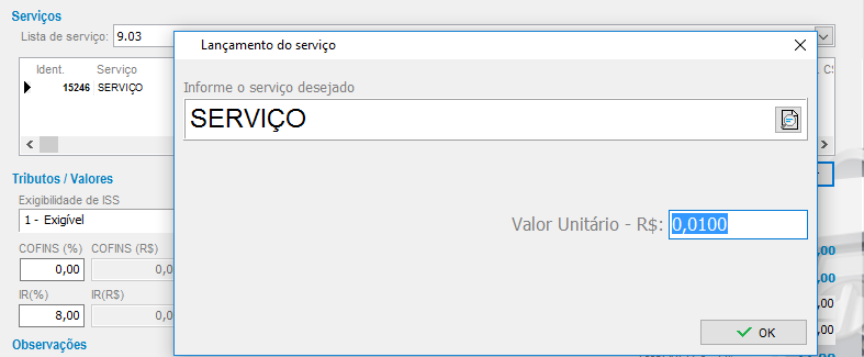 Lançamento dos serviços