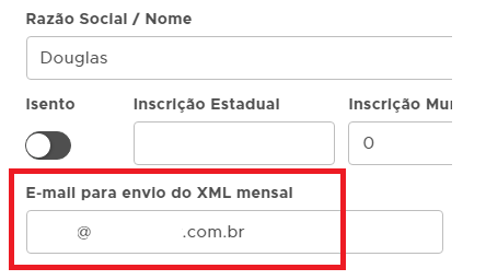 E-mail de envio de XML