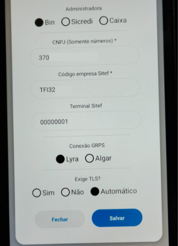 Configuração da administradora Fiserv