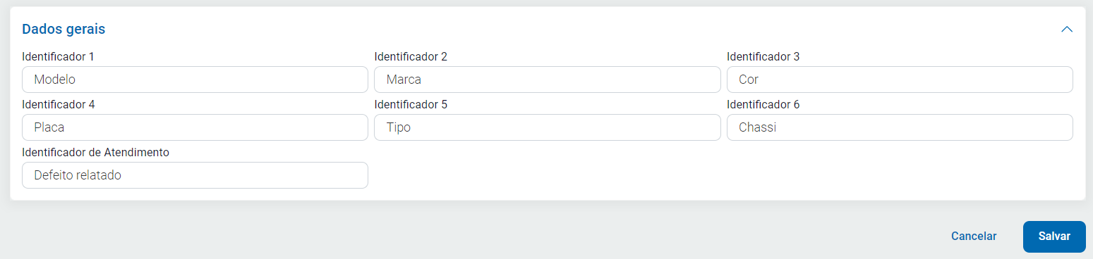 Cadastro de identificadores