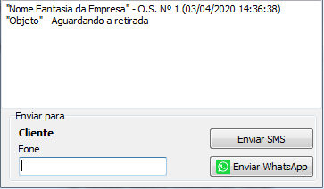 Texto padrão e campo de telefone