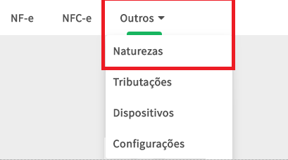 Menu de naturezas