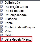 Opção de coluna do movimento