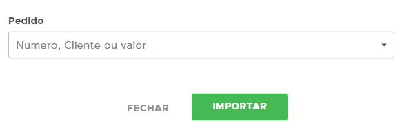 Escolha do pedido por número, cliente ou valor