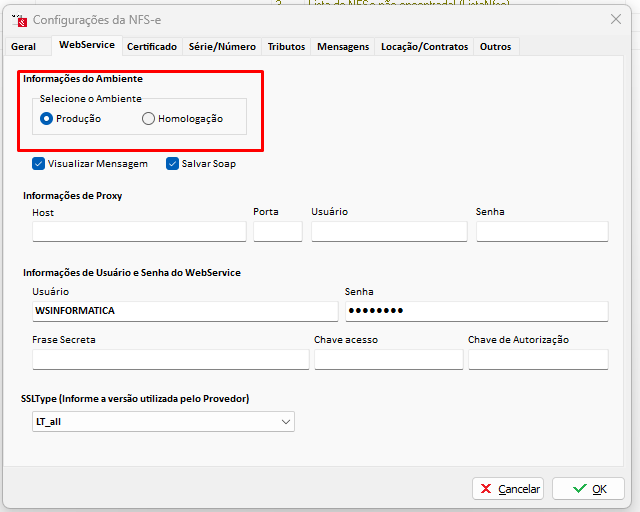 Aba WebService da NFS-e