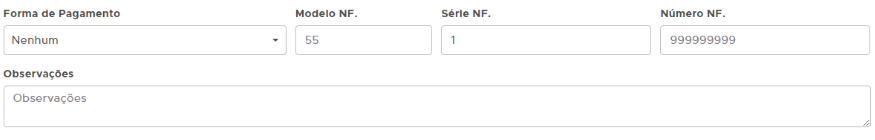 Preenchimento da forma de pagamento da nota de compra Forma de pagamento