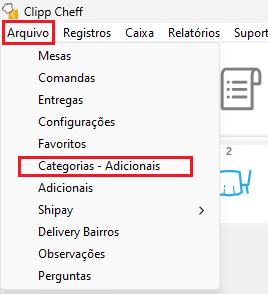 Cadastro de Categorias de Adicionais no ClippCheff Cadastro de categorias de adicionais