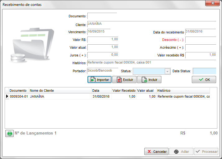 Contas listadas a partir do arquivo de retorno para processar Contas do arquivo de retorno