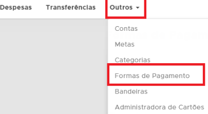 Caminho Financeiro > Outros > Formas de pagamento Caminho para Formas de pagamento