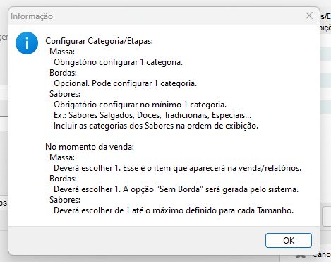 Explicativo da configuração de pizza no ClippCheff Explicativo da configuração de pizza