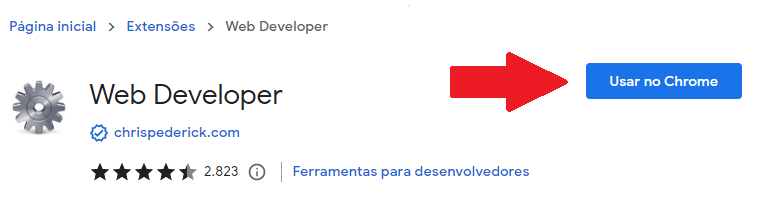 Botão Usar no Chrome para instalar o WebDeveloper Usar no Chrome