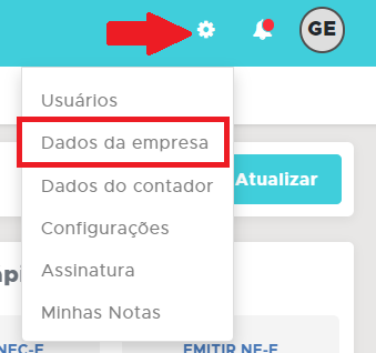 Menu Configurações - Dados da empresa no ClippFácil/360 Configurações - Dados da empresa