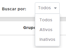 Filtro para exibir fornecedores ativos ou inativos Filtro ativos/inativos