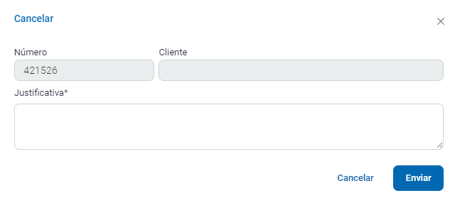 Tela de justificativa do cancelamento da NF-e Justificativa do cancelamento