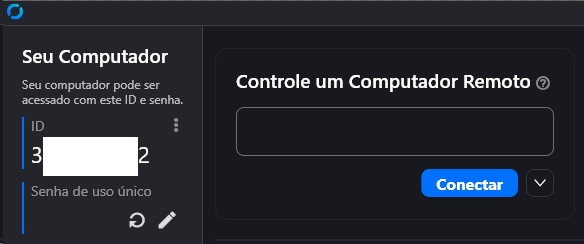 Tela do RustDesk exibindo o ID da maquina para acesso remoto ID da maquina no RustDesk