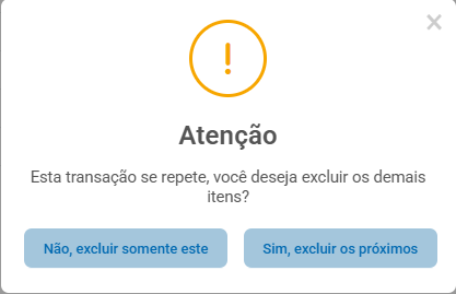 Aviso de exclusão de parcelas vinculadas Aviso de exclusão de parcelas