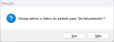 Sugestão para alterar status para Em faturamento ao imprimir conferência Sugestão de status Em faturamento