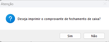 Impressão do comprovante no fechamento às cegas Impressão do comprovante de fechamento