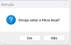 Confirmação para salvar o pedido, mesa ou comanda ao sair Confirmação ao sair da mesa