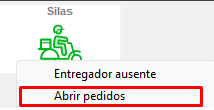 Opção Abrir Pedidos pelo botão direito no entregador Opção Abrir Pedidos pelo botão direito no entregador