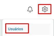 Menu Configurações - Usuários no Zweb Menu Configurações - Usuários