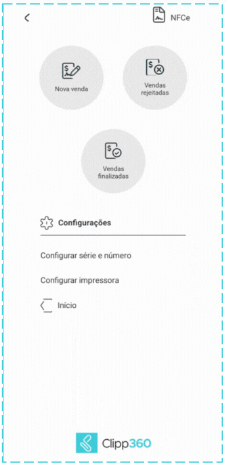 Botão Nova venda na tela de NFC-e Nova venda