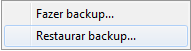 Opção Restaurar Backup no módulo Backup Opção Restaurar Backup