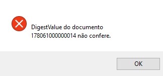 Mensagem Digest Value do documento nao confere na NFC-e Erro Digest Value nao confere