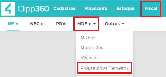 Acesso ao cadastro de Proprietários Terceiros Cadastro de Proprietários Terceiros