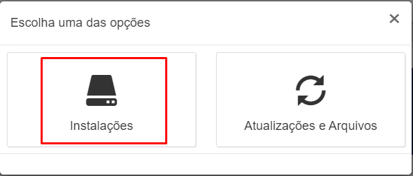 Opção Instalações na lista de downloads Opção Instalações