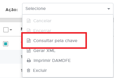 Consultar pela chave o status do MDF-e Consultar pela chave